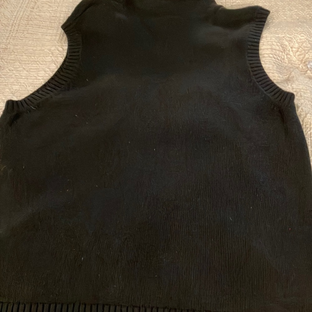 BLACK KNIT ZIPPERED SWEATER VEST